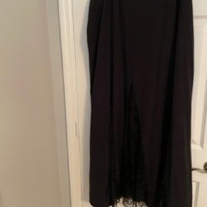 Chetta B	 black	24w	Floor length skirt with velvet designs and Lace inserts